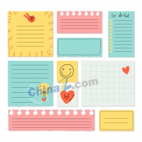 手绘可爱的便签插图矢量素材